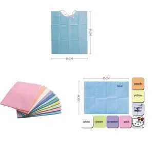 Waterproof Medical Dental Disposable Adult Paper Bibs with PE Films
