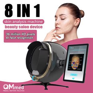 Professional 3D Ai Face Skin Diagnostics Analyzermachine 12D Deep Detection for Skin Texture Blackhead Oil Wrinkles LED Light for EU Jp Us
