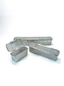 Retail Lid Stainless Steel Mesh Perforated Baskets Instrument Dental Equipment Container Aluminum Medical Basket Endoscope Washer Box Sterilization Trays