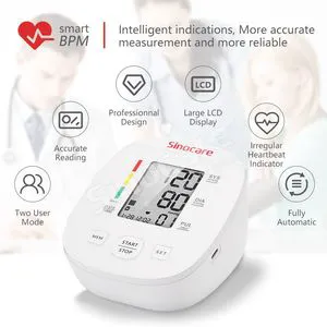 Sinocare Automatic Bp Machine, Arm Electronic Blood Pressure Monitor with HD LED Screen Display