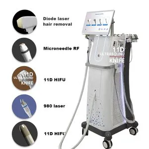 IPL+RF+ND YAG+Hifu+Gold Microneedles Beauty Machine Diode Laser Tattoo Removal Laser 4in1 Medical Salon Beauty Equipment