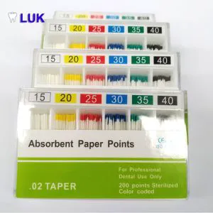 Dental Consumable Supply Absorbent Paper Points with 2%, 4%, 6% Sizes