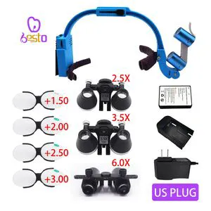 6X Blue EU Plug Dental Surgical Headlamp Dentist LED Headlight