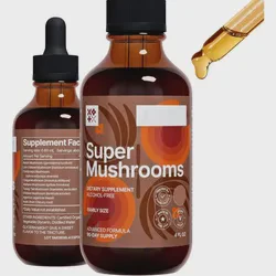 Natural 8-in-1 Mushroom Liquid Drops Nootropics Brain Support Supplement for Adults