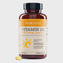 OEM ODM for Immune Support, Healthy Muscle Function, and Bone Health Non-GMO, Gluten-Free Vitamin D3 Softgels