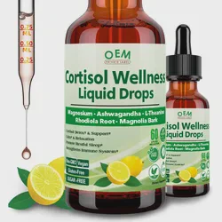 Cortisol Supplement Liquid Drops Cortisol Detox Magnesium Ashwagandha L-Theanine Phosphatidylserine Hormone Balanced