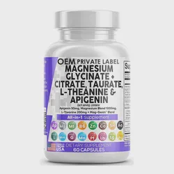 OEM High Absorption Magnesium Glycinate 500mg Magnesium Supplement for Muscle, Bone & Heart Health