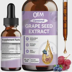 OEM 95% Polyphenols Antioxidant Supplement Grape Seed Extract Liquid Drops for Skin, Heart & Immune Support