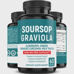 Soursop Graviola Extract Capsules with Raviola, Elderberry, and Turmeric Curcumin Capsule Supplement