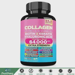 OEM 14 in 1 Biotin Hyaluronic Acid Peptides Collagen Capsules Skin Care Supporting Skin, Hair, and Nail