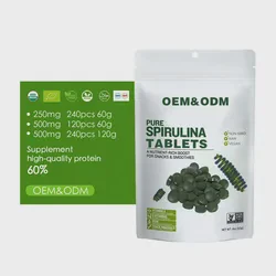 Private Label Organic Non-GMO Spirulina Tablet Supplement for Fitness Nutrition
