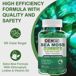 5000mg Per Serving Sea Moss Gummy with Acv & Lodine & Chlorophyll for Skin & Joint Health