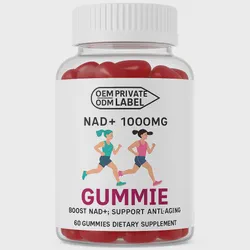 OEM Nad+ 1000mg Gummies Supplement Sugar Free Vitamin B3 Niacinamide Enhances Nad Regeneration Energy
