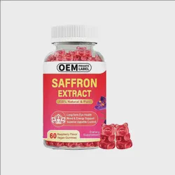 Dietary Supplement Saffron Gummies Cardiovascular Health Support Raspberry Flavor Healthy Eyes