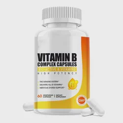 Complete B-Complex Pills Vitamin B Complex Capsules for Heart, Brain and Nerve Support and Metabolism