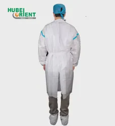 Disposable Medical Supply PP+PE Elastic Cuffs Isolation Gown Waterproof Seam Taped Medical Clothing