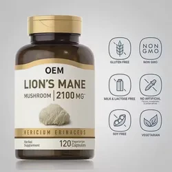 Private Label Lion's Mane Capsules Nootropic Mushroom Capsules OEM ODM
