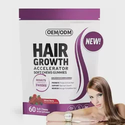 OEM Hot-Selling Lustriva Soft Chews for Hair Growth Promote Thicker Fuller Hair Supports Hair Health Mixed Berry Flavor Adults