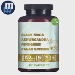 Natural Energy Boost: Organic Black Maca, Geranium, Fenugreek & Ginseng Capsules