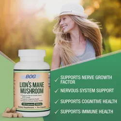 OEM/ODM Organic Lion's Mane Mushroom Capsules 500mg for Brain Health, Nerve Support & Cognitive Function, Us Grown Mushroom Supplement